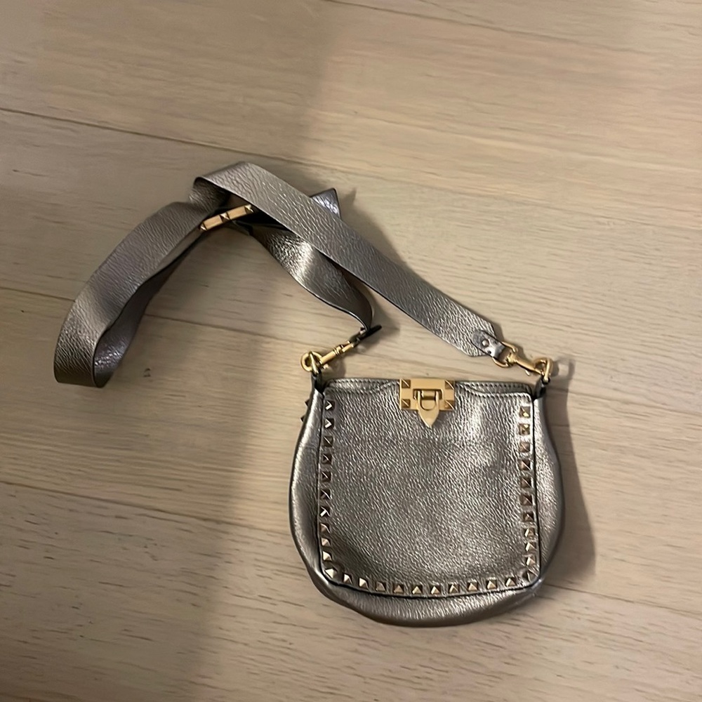 Silver Valentino Stud Crossbody Bag